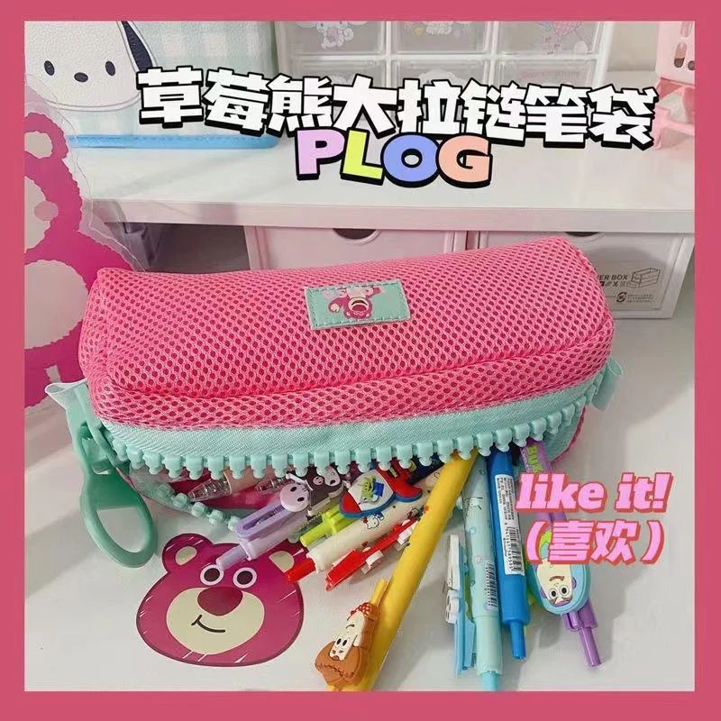 Disney Alien Lotso Large Zipper Pen Bag Japanese Cute Big Memory Middle School High School Simple Bright Pencil Case Pencil Bag