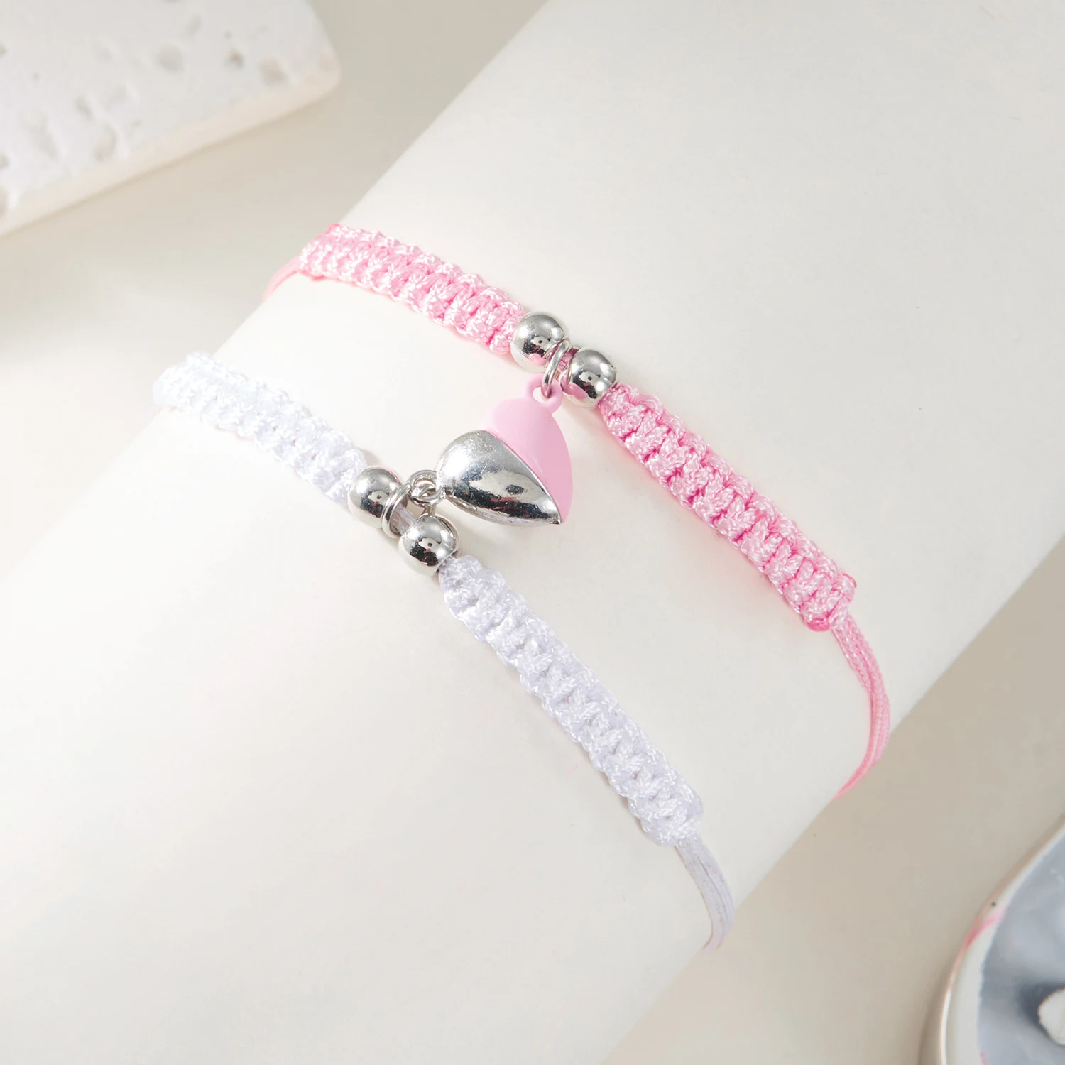 2-teiliges einfaches glückliches rotes Seil-geflochtenes Armband für Damen und Herren, romantisches Herz, magnetisches Paar, passende Armbänder, Freundschaftsschmuck – Detail 27