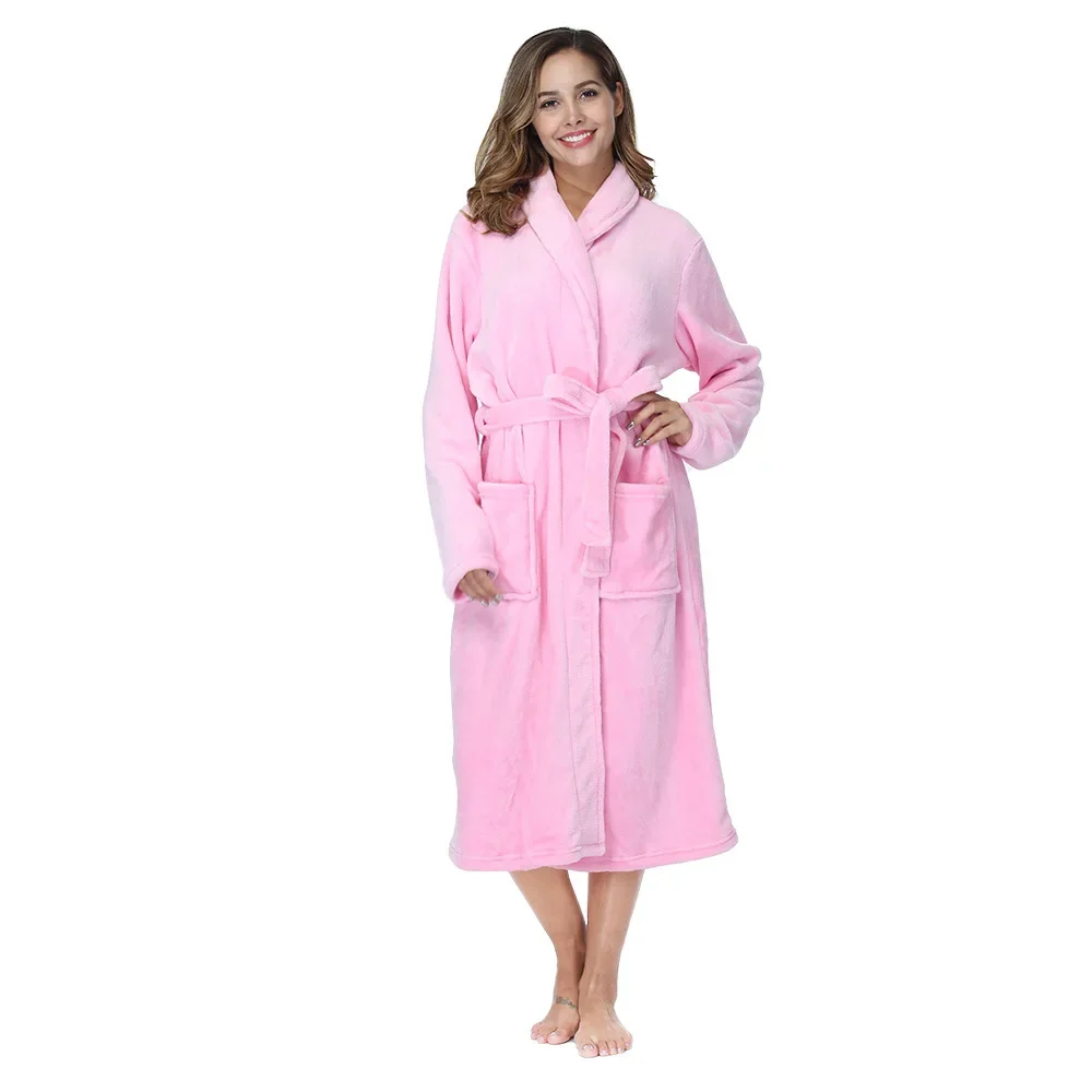 Womens lapel bathrobe Kimono Loungewear RONGTAI winter autumn models facecloth warm and comfortable long-sleeved robe homewear