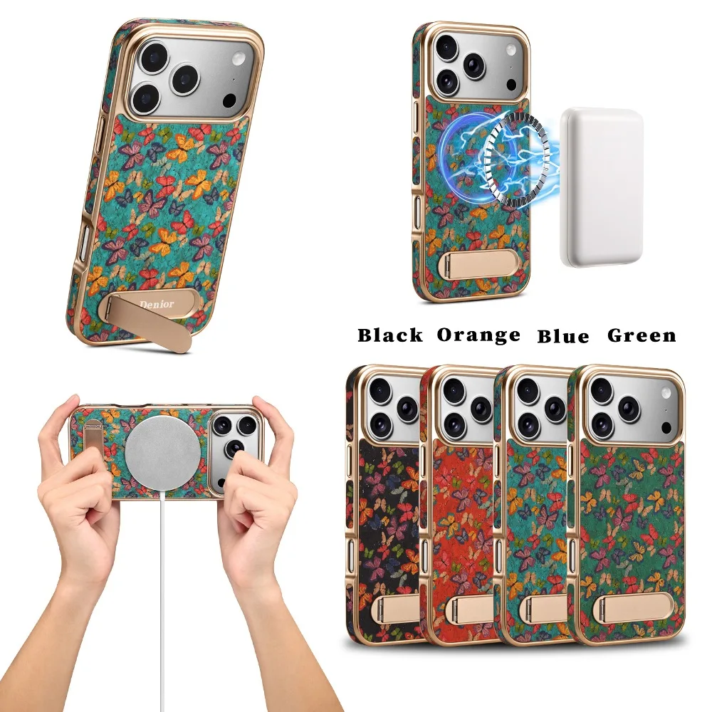 

Back Hide Bracket Phone Case for iPhone 17 Air 16 15 14 13 Pro Max with Wireless Charging Protective Cover