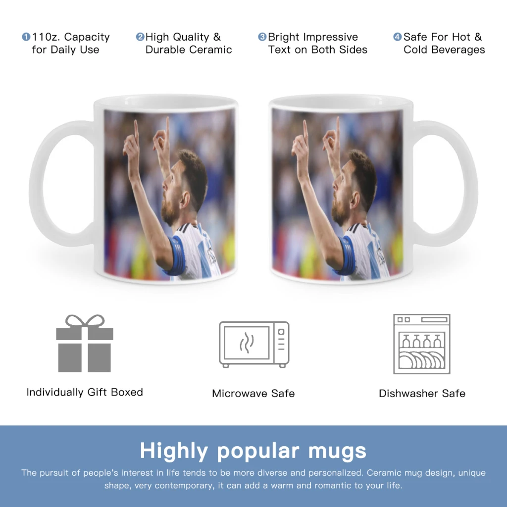 M-Messi Football Star Free shipping Mug 11oz Black Ceramic Coffee Mug Friends Birthday Gift Mug