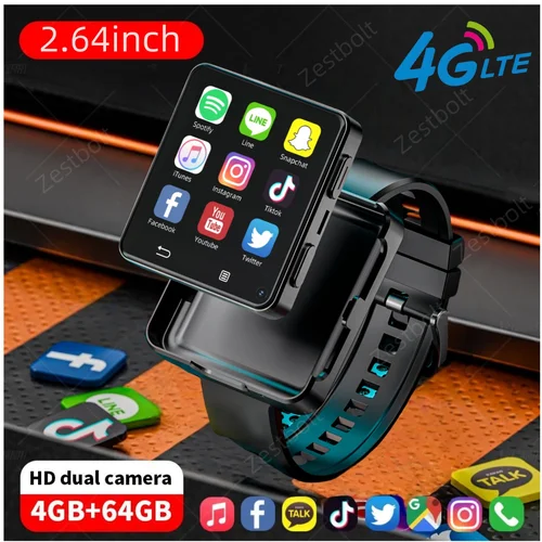 Reloj inteligente S998 4G Android 11,0 OS Smartwatch pantalla grande de 2,64 pulgadas 480*480 MTK6739 500W cámara Dual 1200mAH batería Wifi GPS