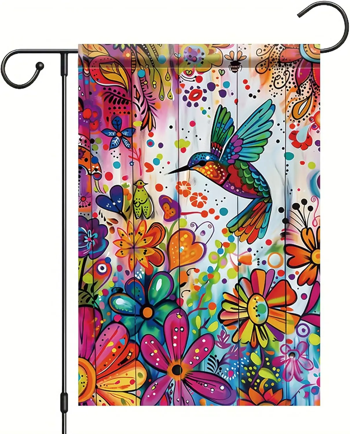 Starlit Patio Spring Summer Garden Flag 12x18 Inch Double Sided Hummingbird Floral Welcome Garden Flag Small Yard Flag House SSL