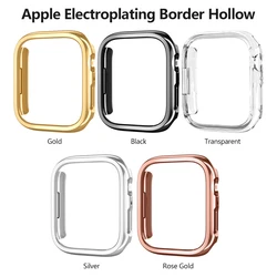 Cubierta de esqueleto chapado para Apple Watch, carcasa dura de PC, marco de parachoques para iWatch SE 8, 7, 6, 5, 4, 3, 2, 1, 45mm, 41mm, 38mm, 42mm, 40mm, 44mm