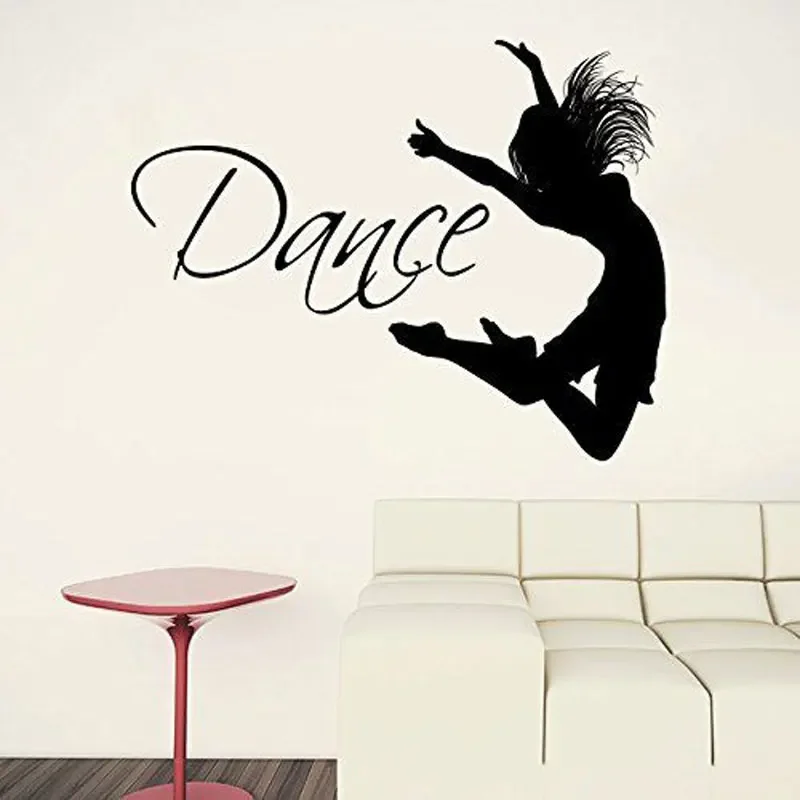 Dance Quote Dancer Silhouette Gymnastics Wall Vinyl Decal Sticker Girls Bedroom Home Decor Removable Interior Decoration DA03
