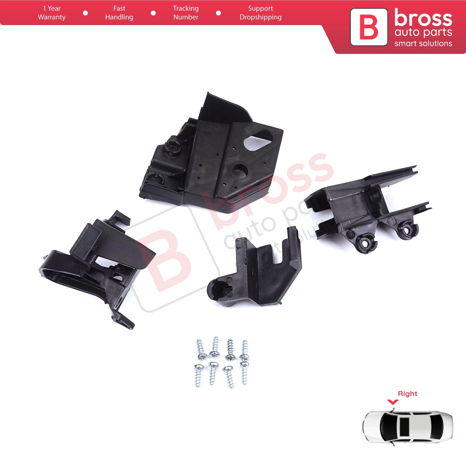 BHL578-2 Headlight Holder Mount Repair Bracket Tab Set Right Side for Peugeot Rifter Partner K9 2018-On 9824198780