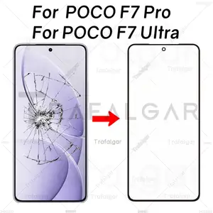 Bilashmart Front Screen Glass Xiaomi POCO F7 Pro Ultra Outer Glass Lens+OCA Optically Clear Adhesive Replacement 24117RK2CG 24122RKC7G