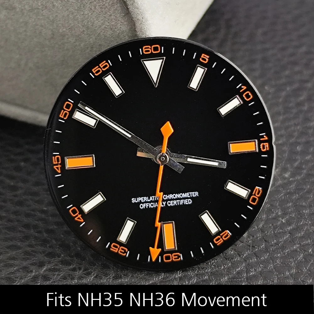 28.5 مللي متر ساعة الطلب مضيئة الهاتفي يناسب NH35/M8215/E2824 ساعة يد تعمل بالحركة اكسسوارات ساعة أجزاء ساعة للرجل العقيمة الهاتفي