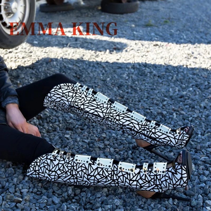 المرأة حذاء برقبة للركبة الماس شبكة شريط وأشار خنجر الأحذية أنيقة مثير موضة الحفلات اللمحة تو الأحذية الربيع والخريف #6