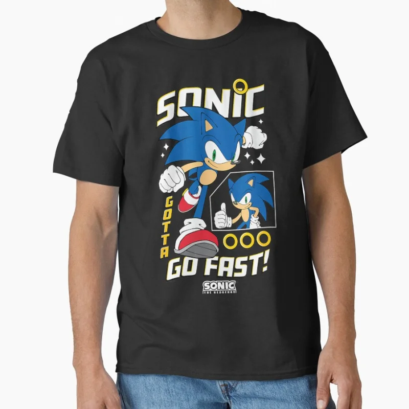 

Game Series Funny Sonic Shadow the Hedgehog Gift T shirt for man Large size Tops Anime Graphic Print Y2k Clothes Cartoon Tee