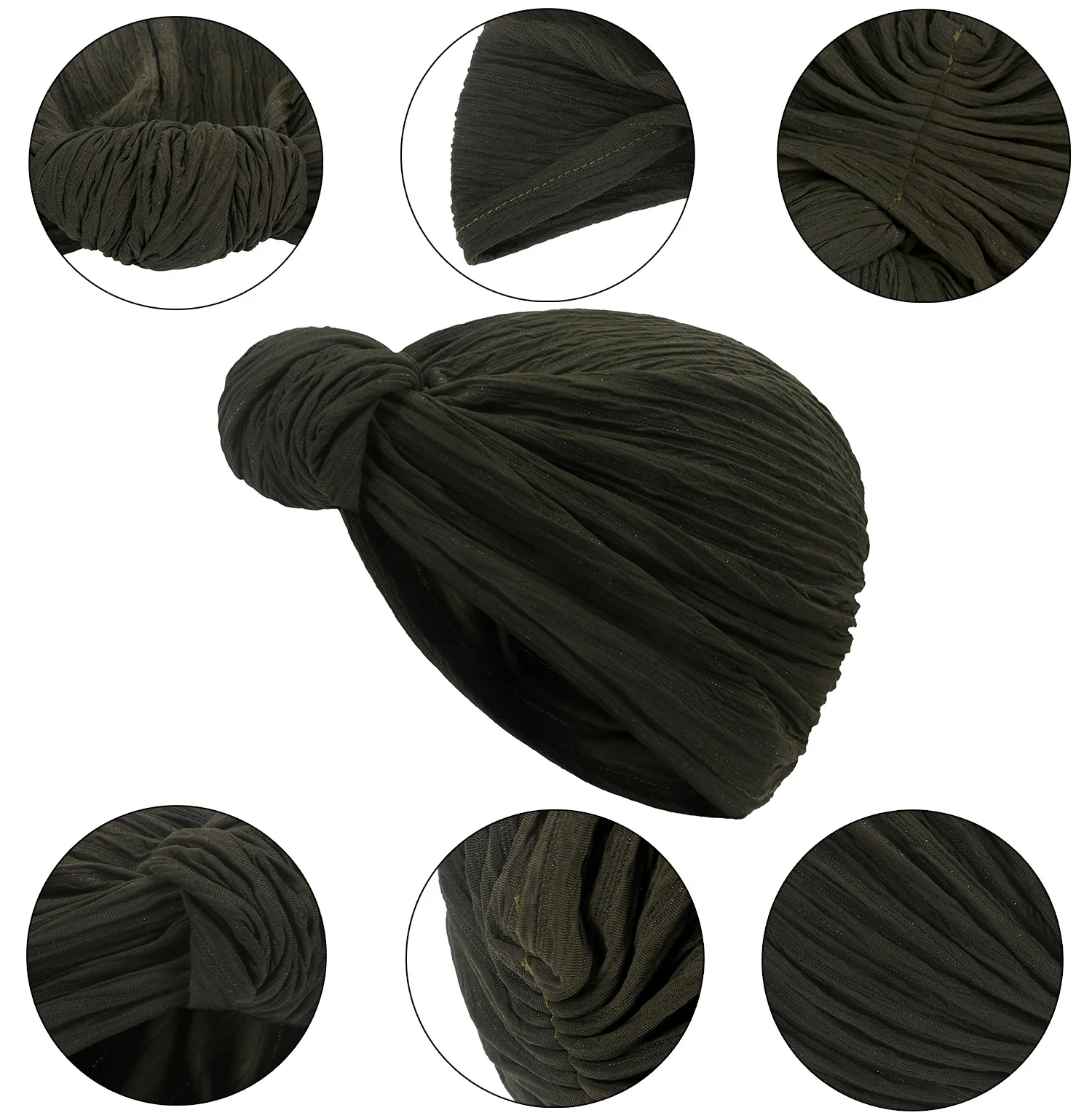 Women\'s Strechy Beanies Hat Soild Color Twisted Female Head Wraps Bonnet Retro Caps 2022 Trendy Silver Thread Horns Turban Cap