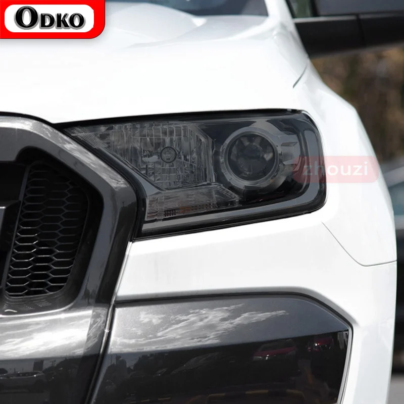 

2 Pcs For Ford Ranger Wildtrak Raptor 2015-Present Car Headlight Tint Black Protective Film Transparent TPU Sticker Accessories