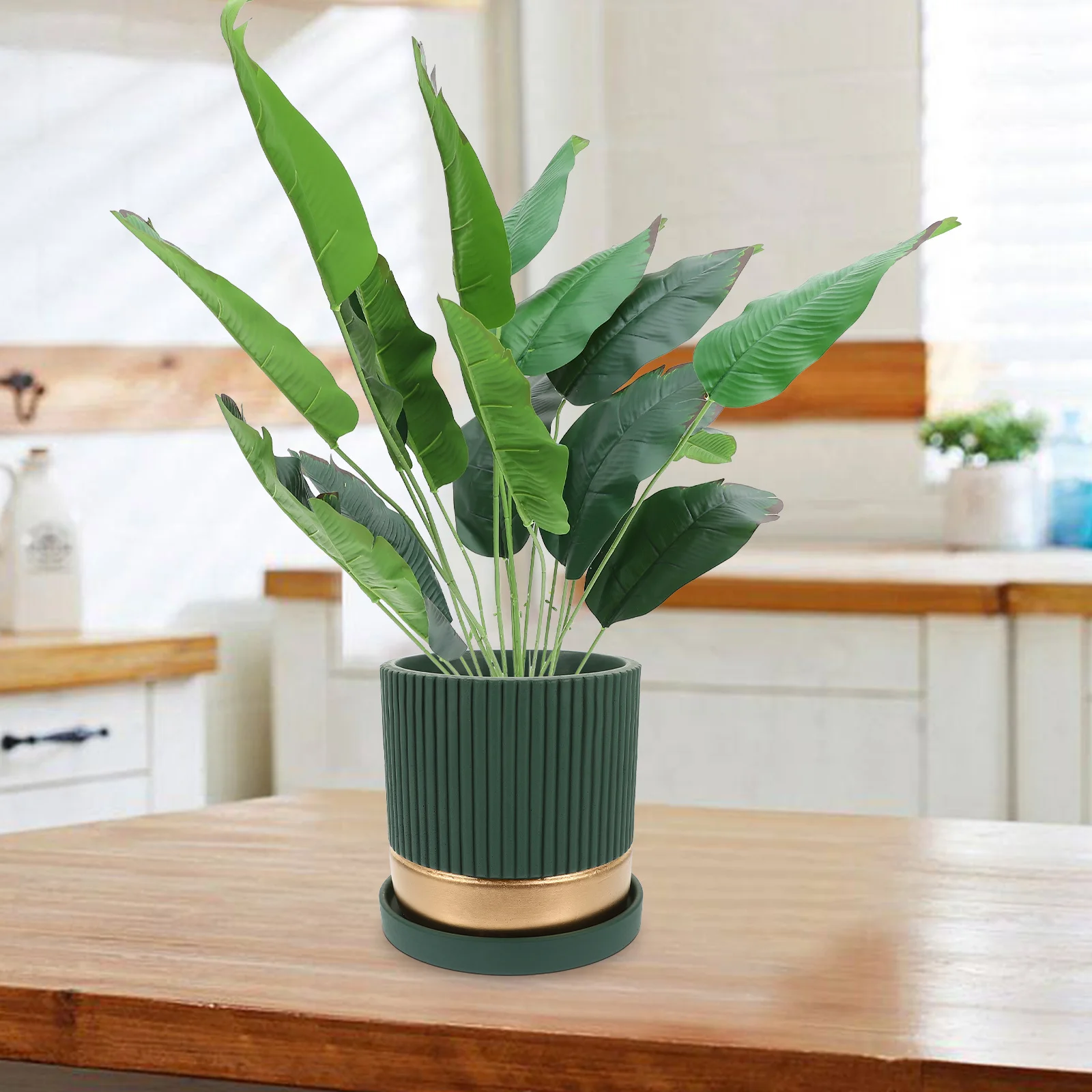 

Realistic Green Leaves Faux Plant Decor Lightweight for Party Living Room Bedroom Table Centerpiece Vase Plants and Decoration