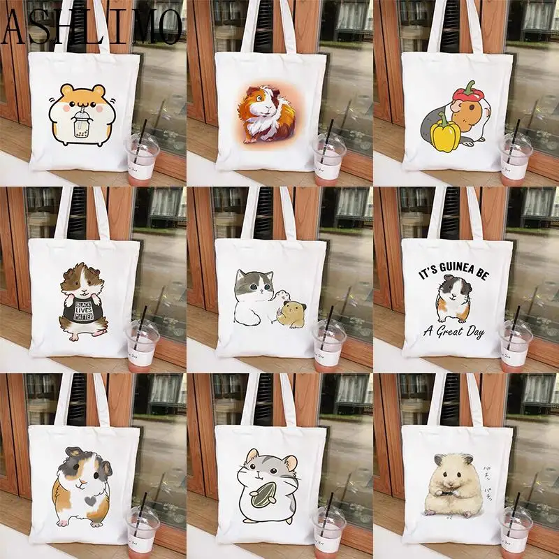 Cute Guinea Pig Women Shopper Shopping Bag Bolsa Bag Shopping Handbag Bag Tote Reusable Ecobag Cabas Bags For Women