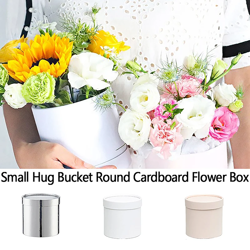 Packaging Decor Small Hug Bucket Round Cardboard Flower Box Valentine's Day Wedding Party Gift Boxes Supplies Gift Packaging Box