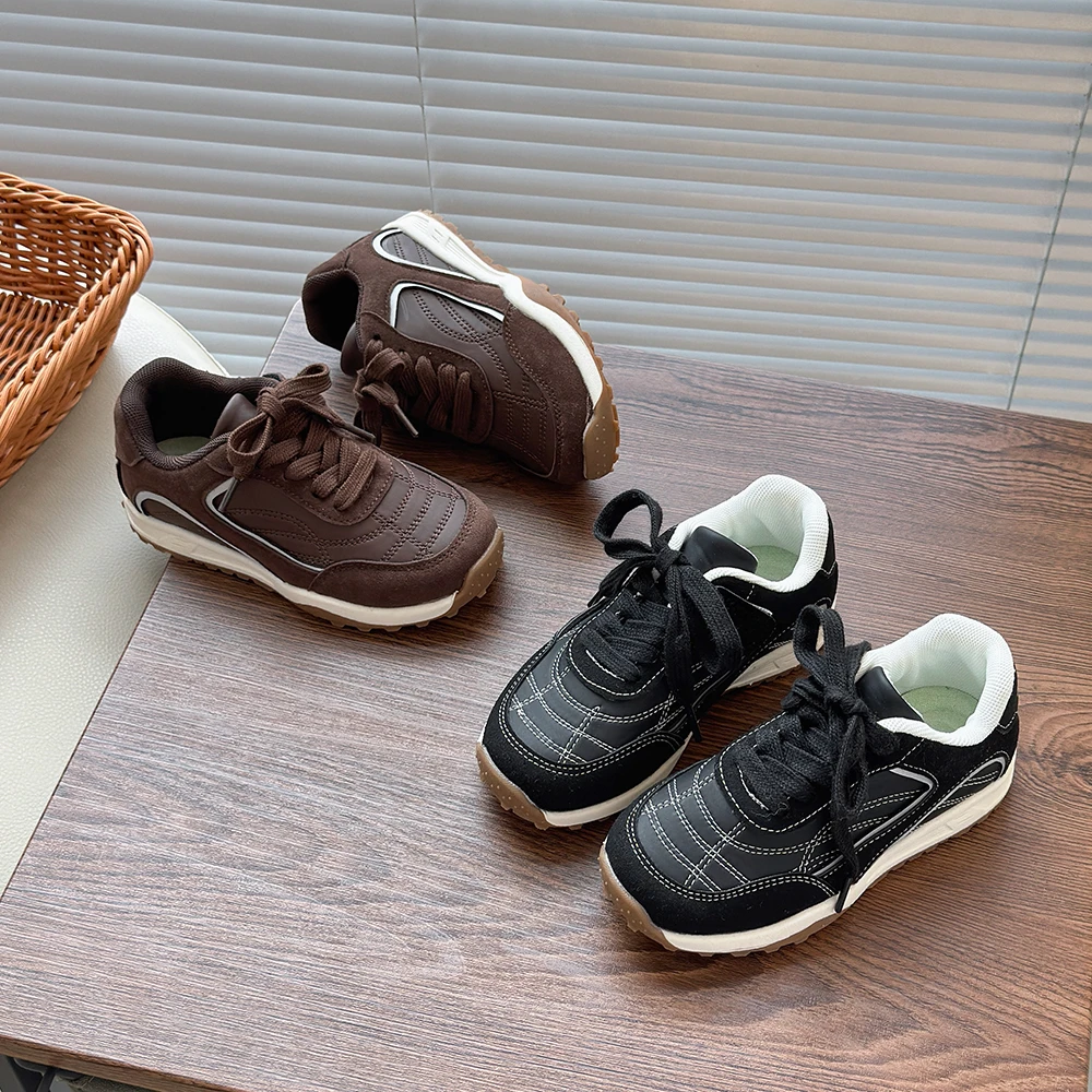 

Осенние детские кроссовки, модная дышащая детская повседневная обувь в стиле ретро в стиле пэчворк, 2024, спортивные кроссовки, детская обувь для маленьких девочек