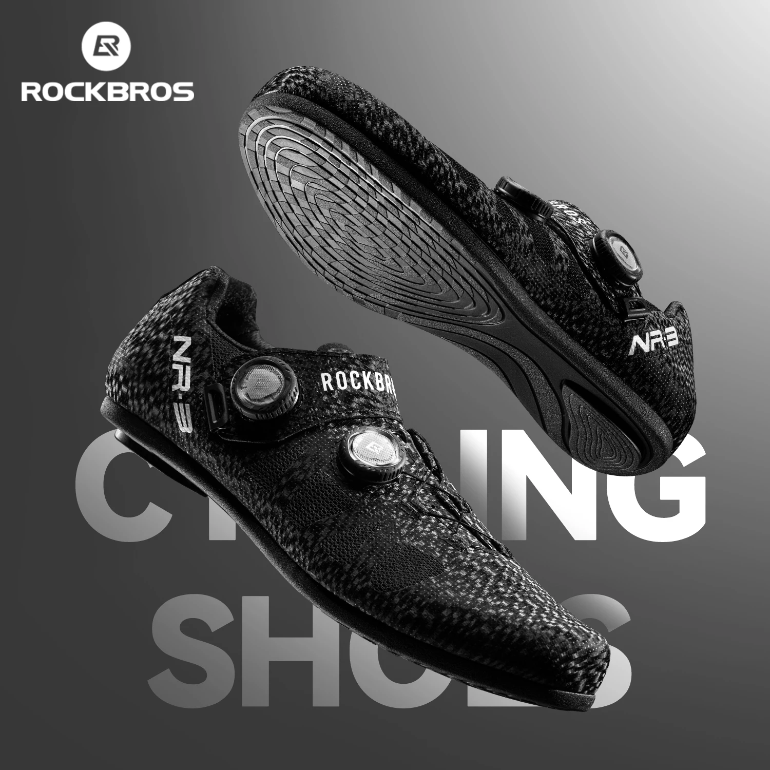 ROCKBROS 非ロック式サイクリングシューズ ラバー製滑り止めソール 通気性メッシュバイクシューズ 調整可能なノブ 軽量自転車用フットウェア