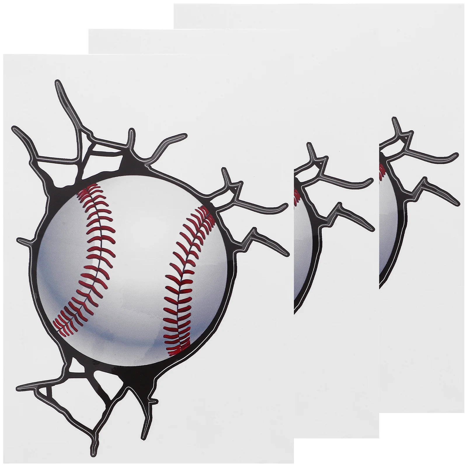 3 Sheets 3D Cartoon Baseball Sticker Self Adhesive Wall Decal Room Bedroom Living Room Removable No Residue Smooth
