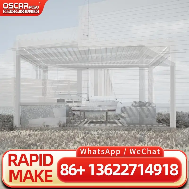 6x4 Manual Aluminium Pergola with Remote Control for Outdoor Sun Shade Bioclimatic Customizable Garden Use pergolas