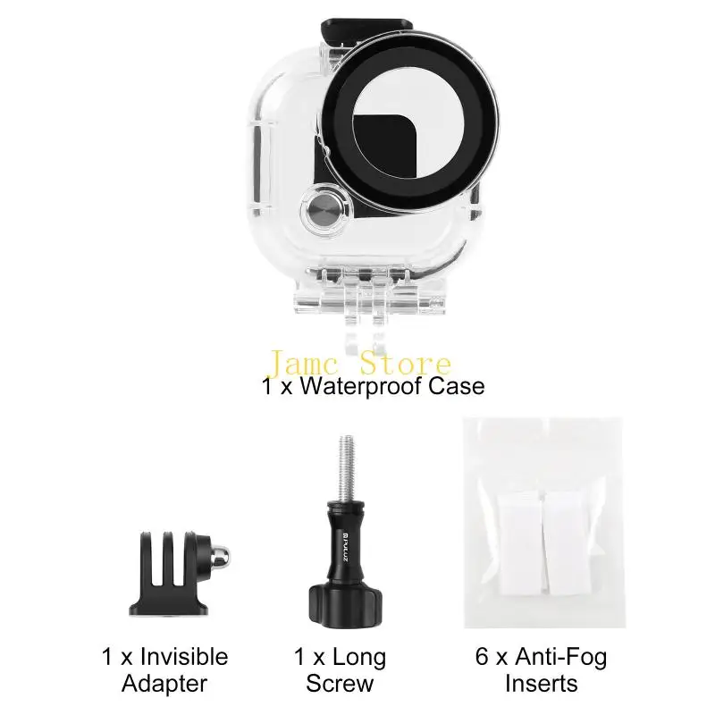 LX0B Heavy Duty Clear Diving Case Enclosure For GO Action Camera Shell Includes 2Prong Mount with Fixing Screw