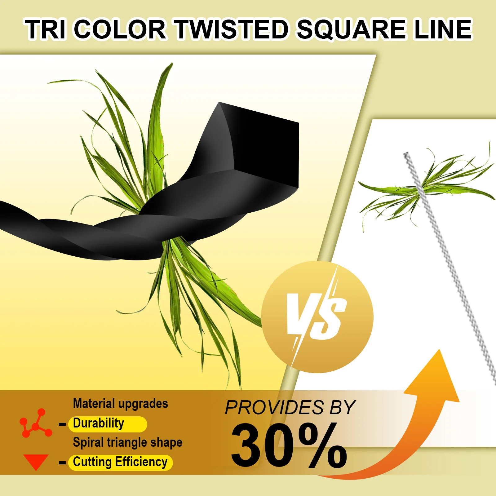 TSES NEW 20m Nylon Trimmer Line High Strength 2.4mm~3.5mm Weed Eater Line Grass String Trimmer Cord Twisted Strimmer Line Black