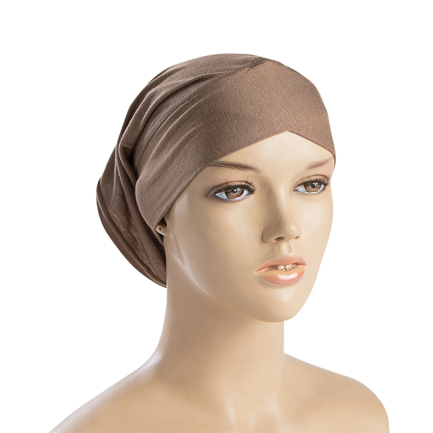 Soft Elastic Instant Cross Hijab Undercap For Muslim Woman Solid Color Underscarf Bonnets Casual Sports Inner Caps Free Size