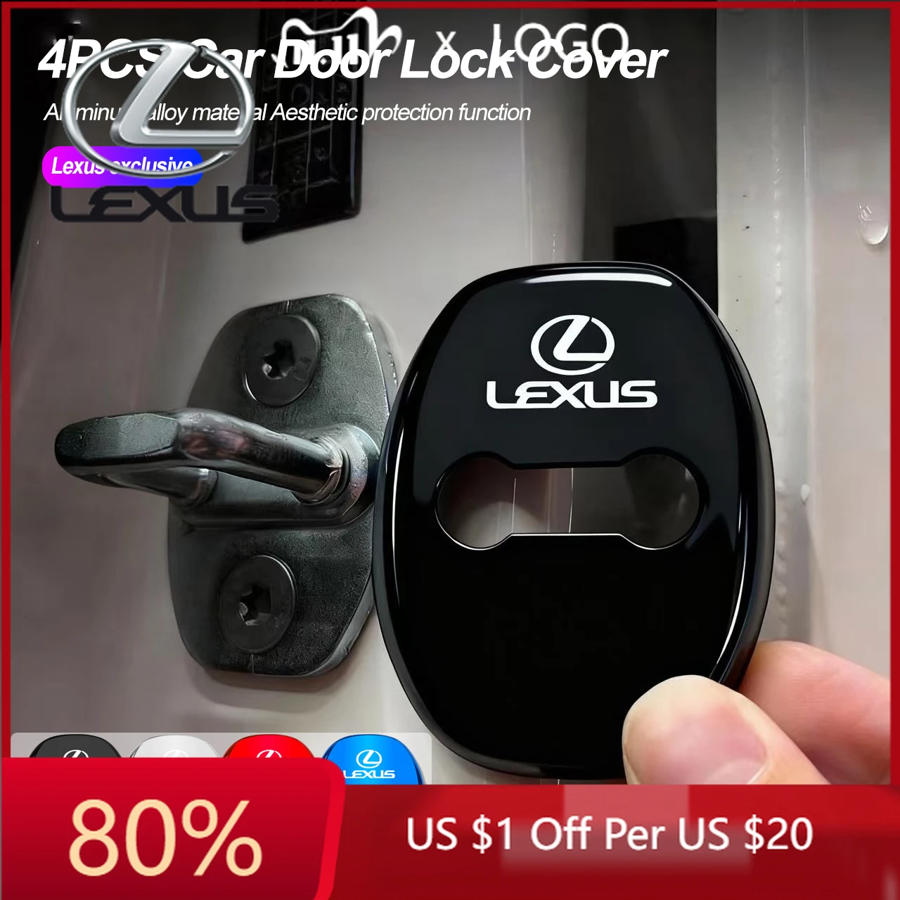 

Новые наклейки для интерьера автомобиля (4 шт.) и металлические защитные накладки на замки дверей для Lexus RX300, IS200, IS250, ES350, CT200h, UX250h (модель 2026 года)