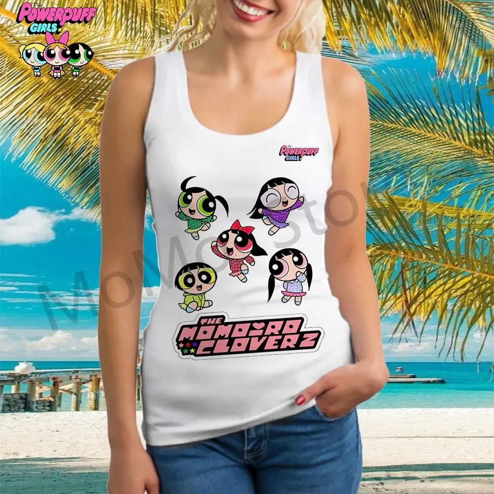 Women's Vest T-shirt Kawaii The Powerpuff Girls Ladies Fashion Sleeveless Tops Cheap Clothes 2024 Tank Top S-3XL Y2k Summer New