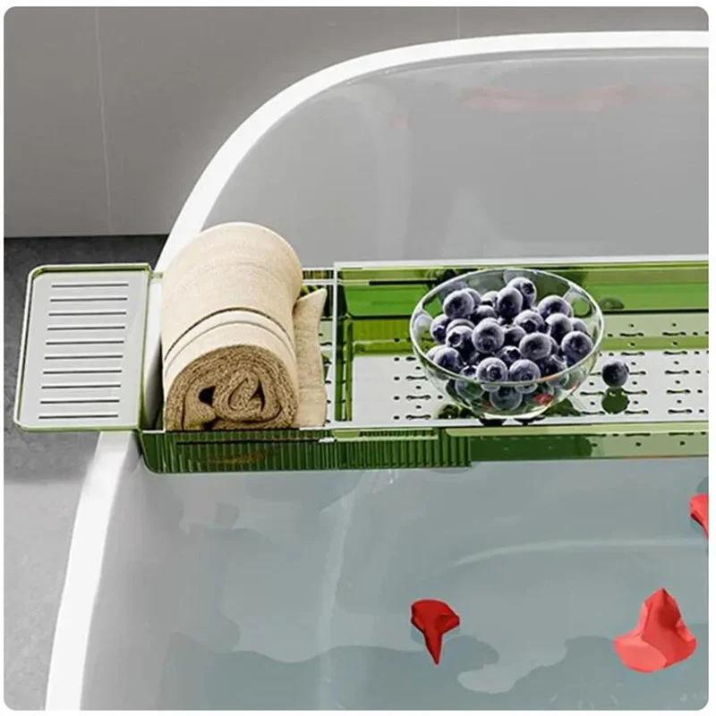 Bathroom Bathtub Tray Expandable Bath Table Over Tub Multifunctional Bath Rack Organizer For Book Wine Phone Bathroom Shower