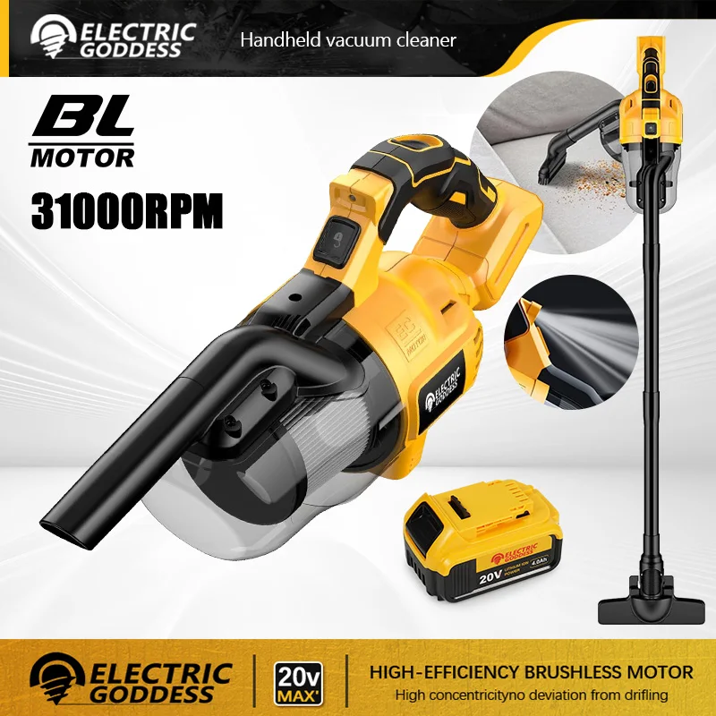 

Electric Goddess Brushless Handheld Vacuum Cleaner For Dewalt 20v BatteryCordless Home Floor/Carpet/Car/Pet Hair Clean Air Tool