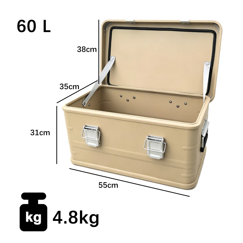 

Aluminum Magnesium Alloy Storage Car Box Self Driving Travel Outdoor Camping Equipment 60L Capacity Suitcase Trunk Portable Case