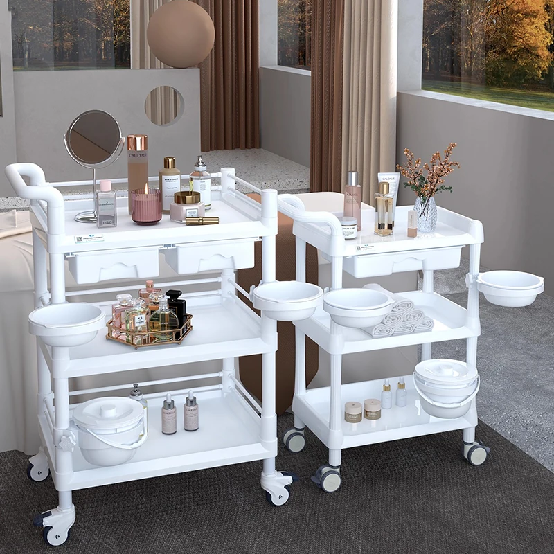 크림 스타일 공간 절약형 휴대용 트롤리 심플 살롱 트롤리 미용실 보조 트롤리 살롱 가구
