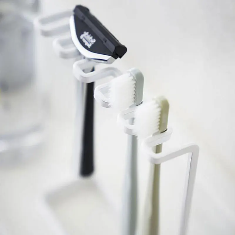 Stand Type Metal Toothbrush Holder Hanger Bathroom Tooth Brush Toothpaste Razor-Organizers Rack Stand Bathroom Accessories