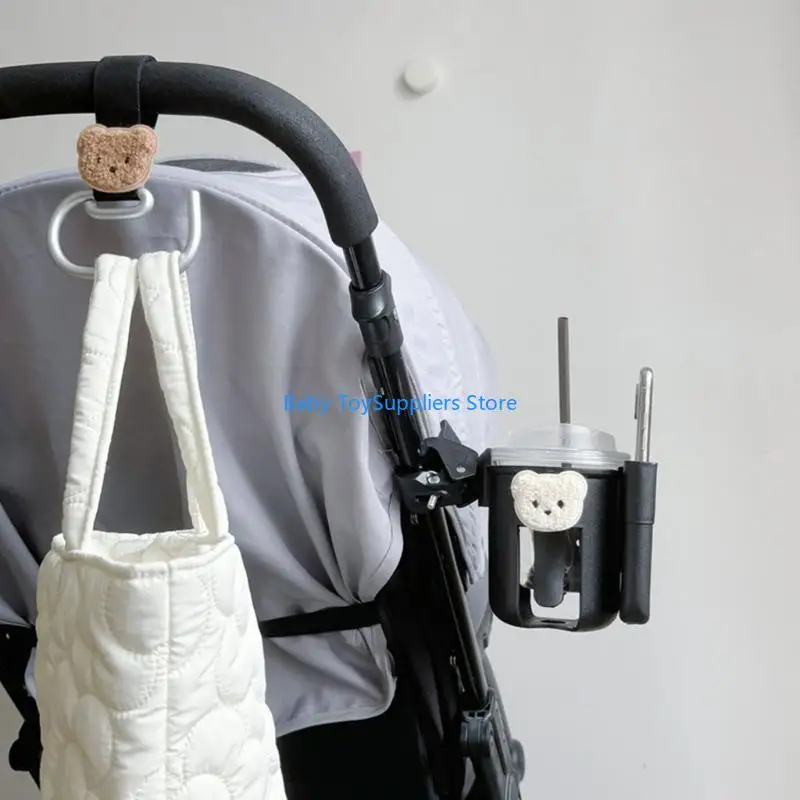 R1WF حامل زجاجة قابل للتعديل 360 درجة الدورية مع حامل هاتف كرسي متحرك شرب أكواب قوس يدفع باليدين حامل كأس الماء