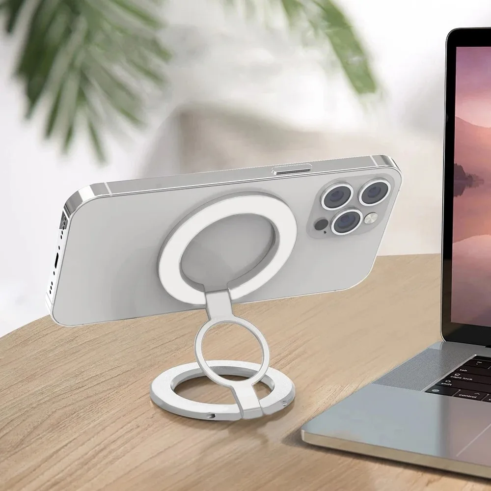 حامل هاتف مغناطيسي مزدوج، 360 درجة °   قابلة للطي لسطح المكتب المحمول MagSafe Mount واستخدام السيارة لهاتف iPhone 12/13/14/15/16