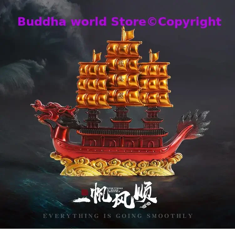 تمثال الحظ السعيد الآسيوي الكبير عالي الجودة لشركة المتجر المنزلي يجلب حسن الحظ نجاح قارب التنين تمثال التميمة النحاسي