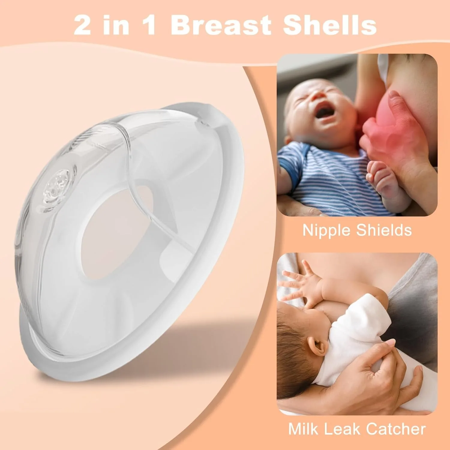 Wearable Breastmilk Collectors Cup Silicone BPA Free Reusable &Washable Nursing Pads For Breastfeeding Shelly Breastmilk Catcher