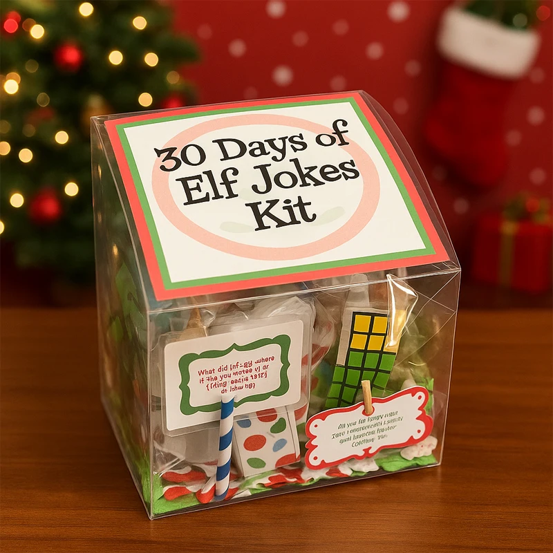 Kit de actividades de elfo, 24/30 días de Navidad, plástico divertido, juego de cuenta atrás para Navidad, las mejores bromas de elfo, Kit de elfo, fiesta de 24/30 días