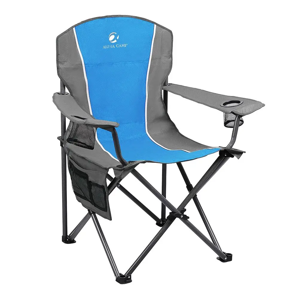 

Oversized Outdoors Folding Camping Chair Heavy Duty Padded Arm Chair with Cup Holder and Storage Bag, 350 LBS Weight Capacity