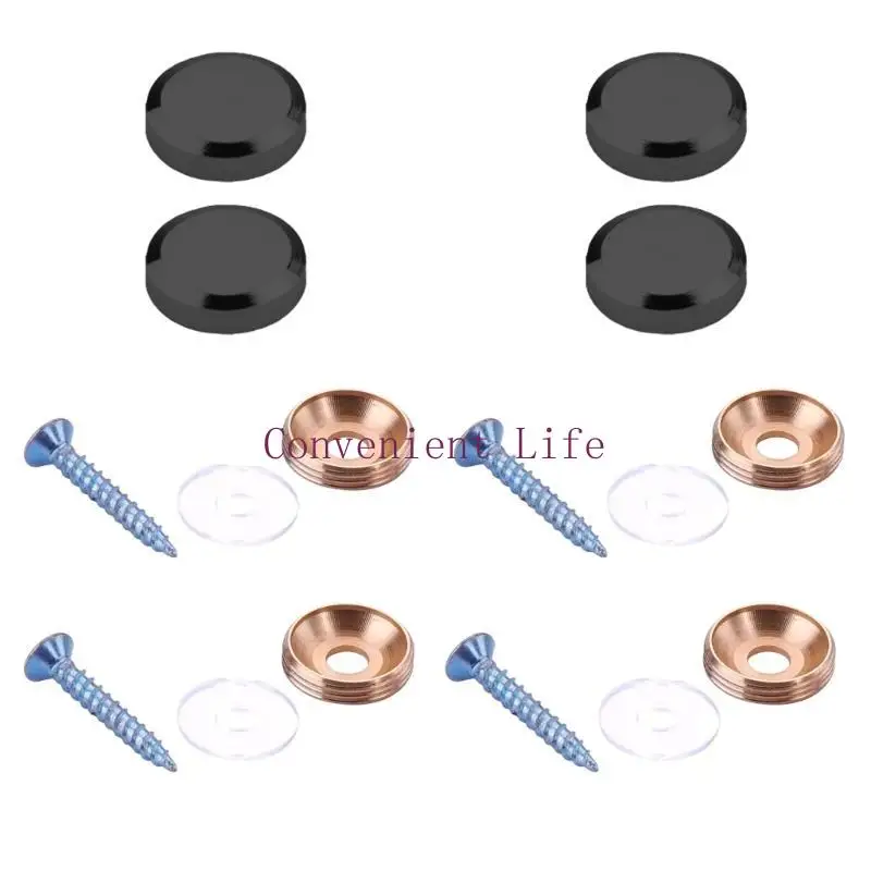 L1EE 4 قطع مرآة تثبيت المسامير قبعات زخرفية مسطحة لوحات تزيين الأظافر #3