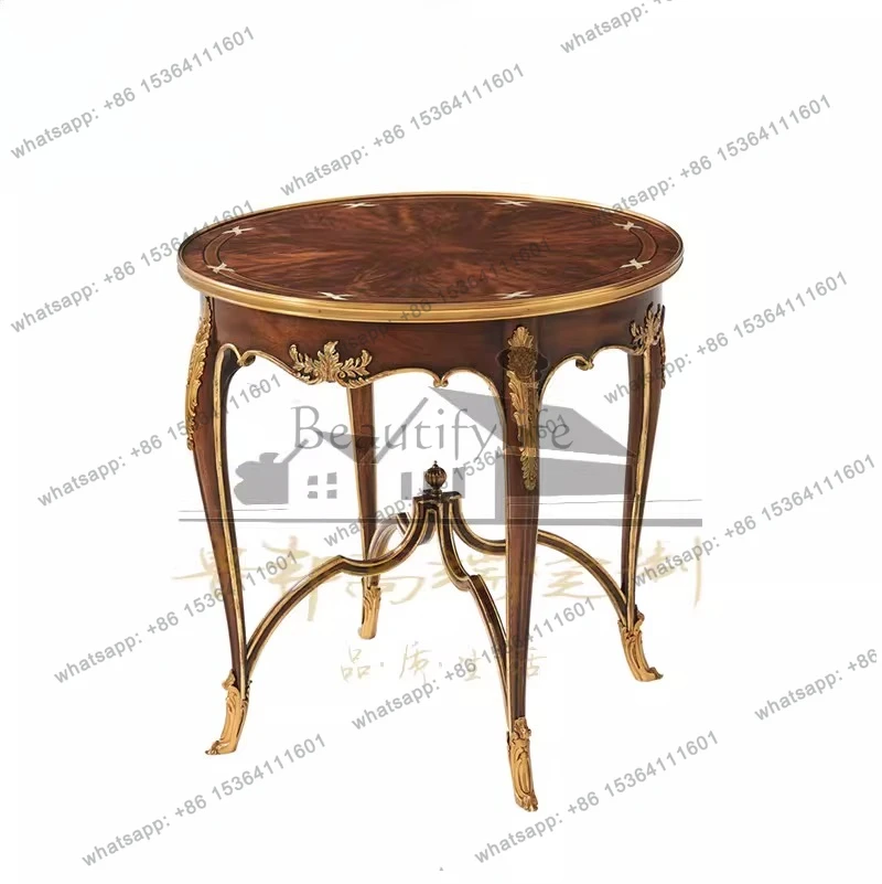 English corner table solid wood carving flower American round table
