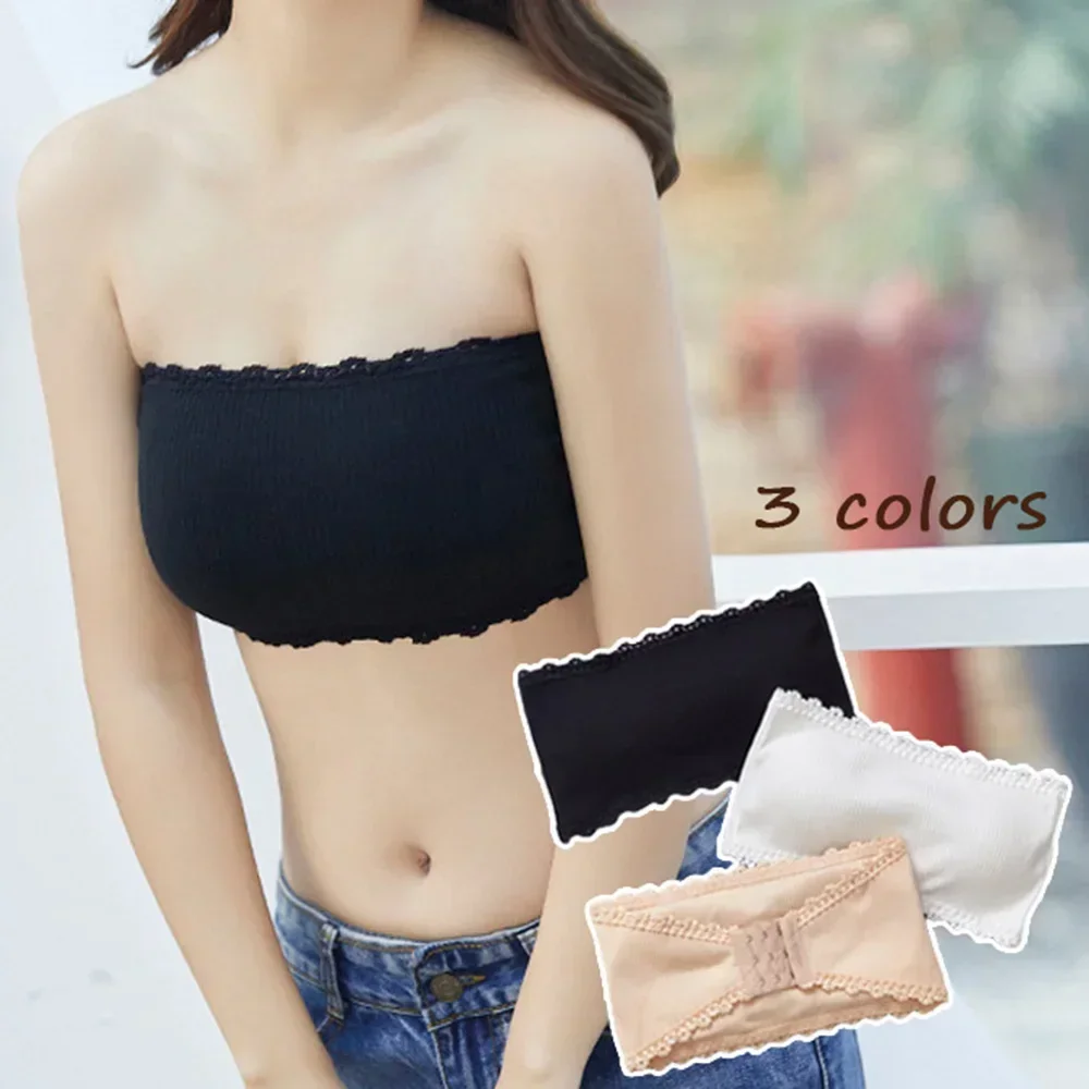 Invisible Strapless Bras Women'S Solid Color Wrapped Chest Sexy Tube Top Underwear Female Beautiful Tank Top Seamless Crop Top