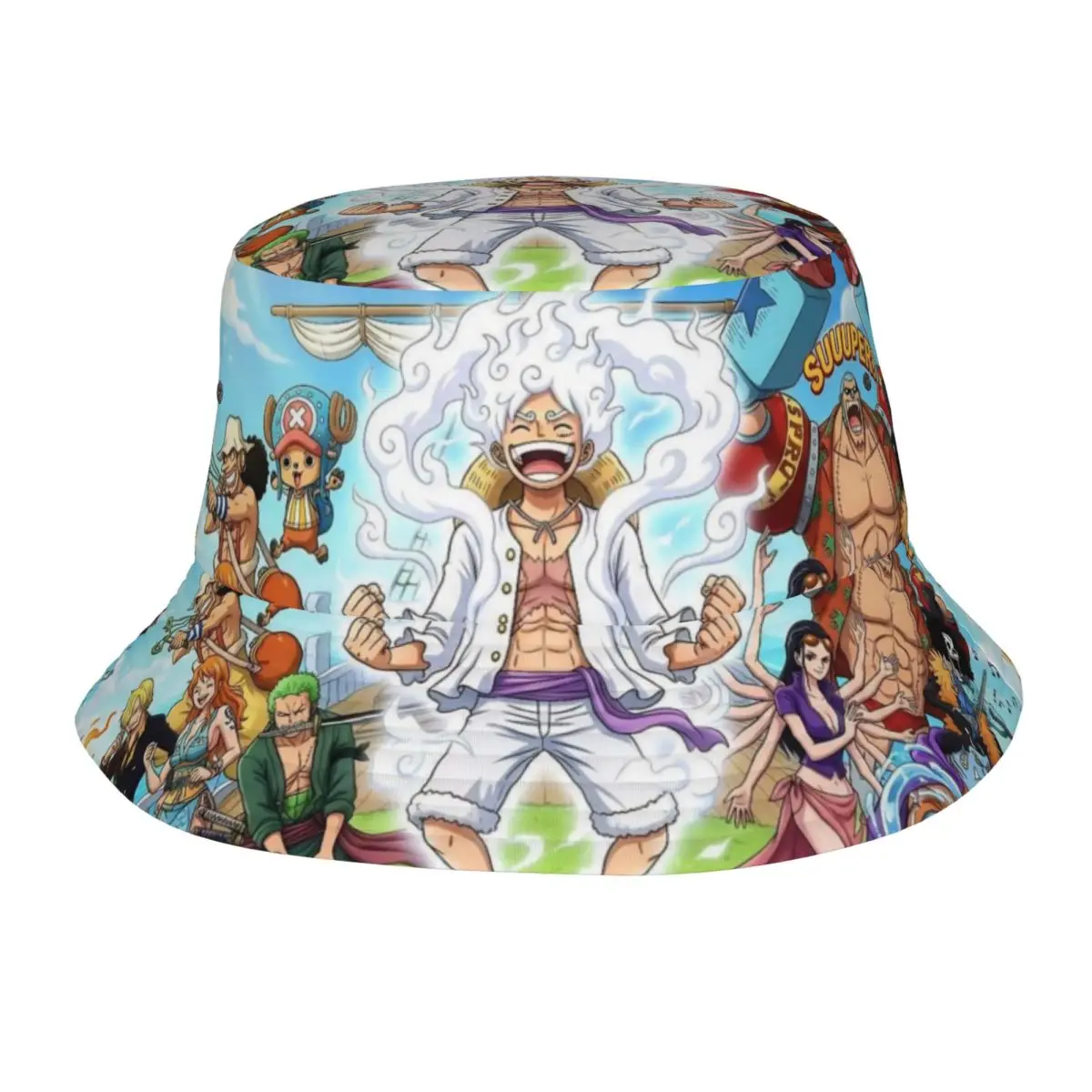 Spring Headwear One Piece Anime Accessories Bucket Hat Unisex Sun Hat Monkey D Luffy Gear 5 Bob Fisherman Hats Outdoor Sports
