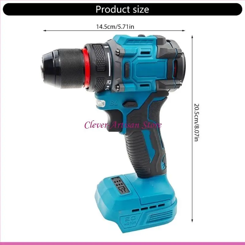 E06B POWERBOOT Draadloze boor 20V Elektrische stroomboor handheld Drill Boor Driver Tool Variabele snelheid Borstelloze -boor