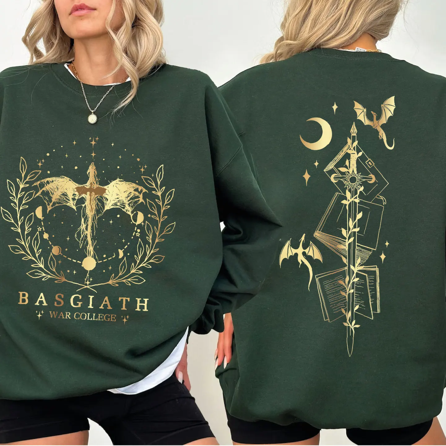 Basgiath War College Slogan Women Sweatshirt Divine Sword Magic Tome Elemental Dragon Duplex Printing Comfort Female Sweater