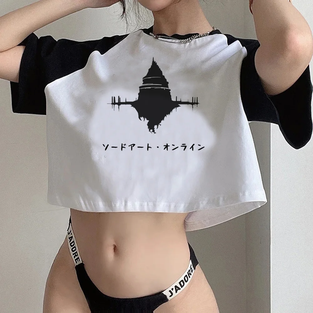 Sword Art Online goth streetwear  crop top girl aesthetic Harajuku fairy grunge  streetwear  t-shirts