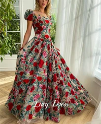 Line A Ball Gown Wedding Party Graduation Floral Embroidery Fabric Dresses Evening Weddings Female Dress Formal New Customized