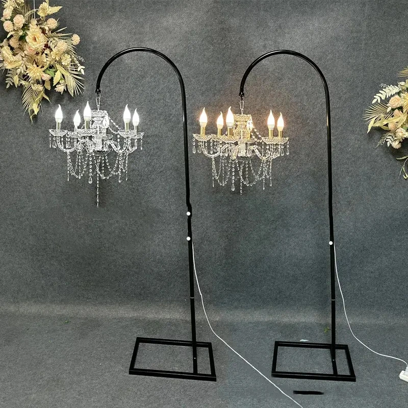 

8pcs Flower Arch Frame With Light Wedding Centerpieces Chandelier Stand For Event Wedding Decoration Road Lead