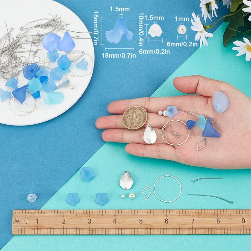 1Box DIY 10 Pairs Frosted Acrylic Calla Lily Flower Dangle Earring Making Kit Petal Charms Findings for Beginners Jewelry Making
