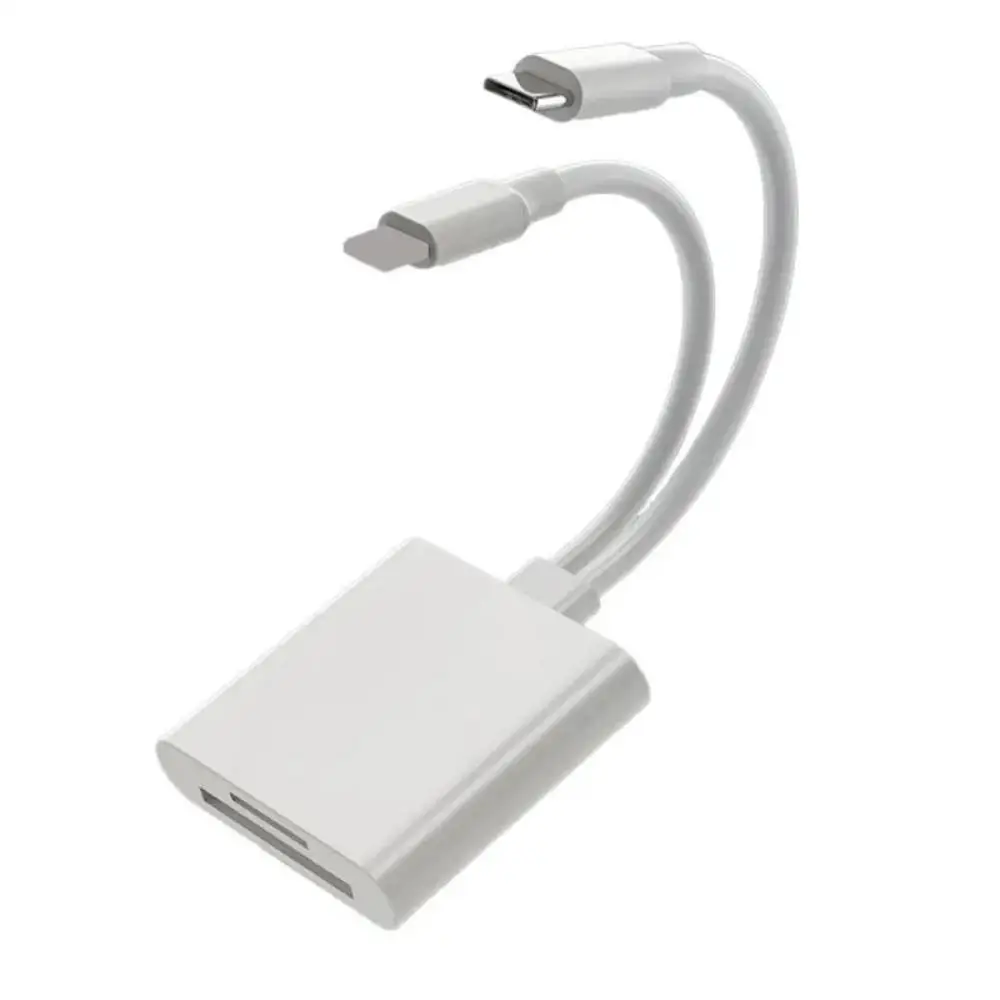2-in-1 OTG Card Reader Type C Lightning SD/TF Memory Adapter for PC Laptop iPhone Multi Smart Card Reader No App Required